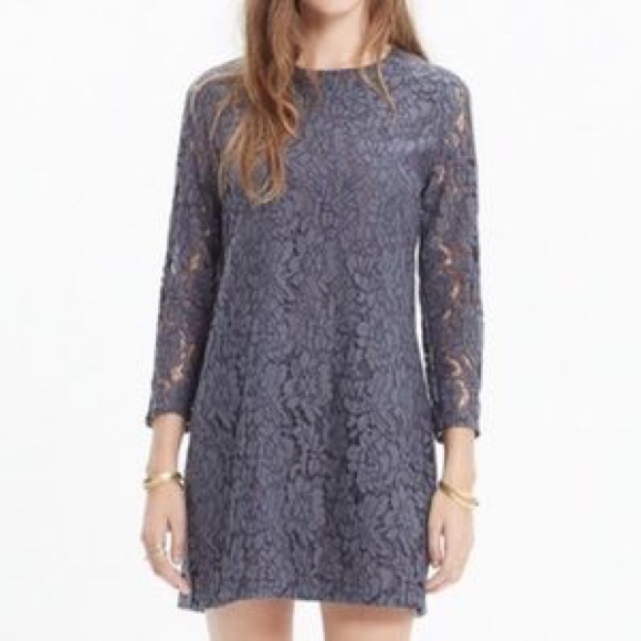 Madewell | Grey Lace Shift Dress - Picture 1 of 7